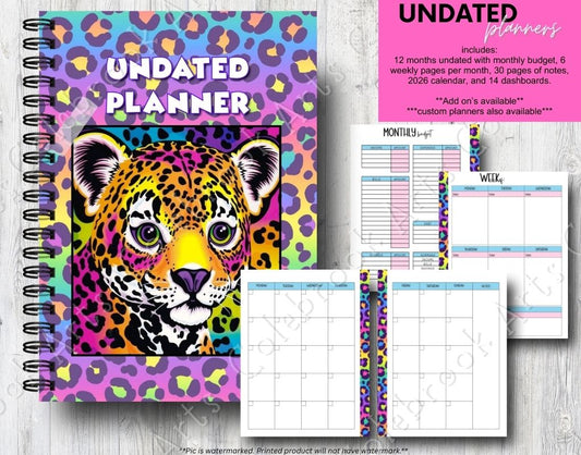 Rainbow Cheetah undated planner
