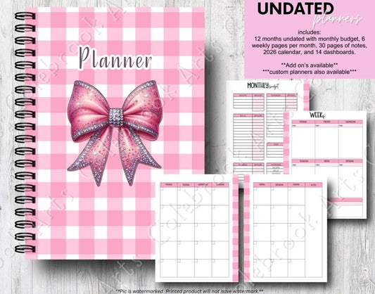 Pink Gingham undated planner