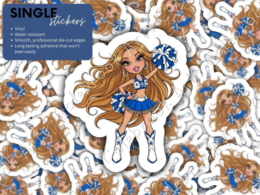 Blue and White Cheerleader